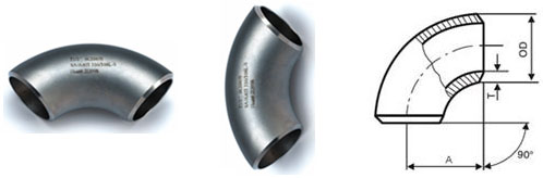 stainless steel 90° short radius elbow Dimensions